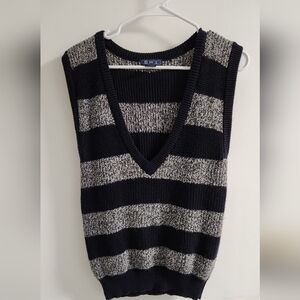 Striped V-Neck Sweater Vest, Size S